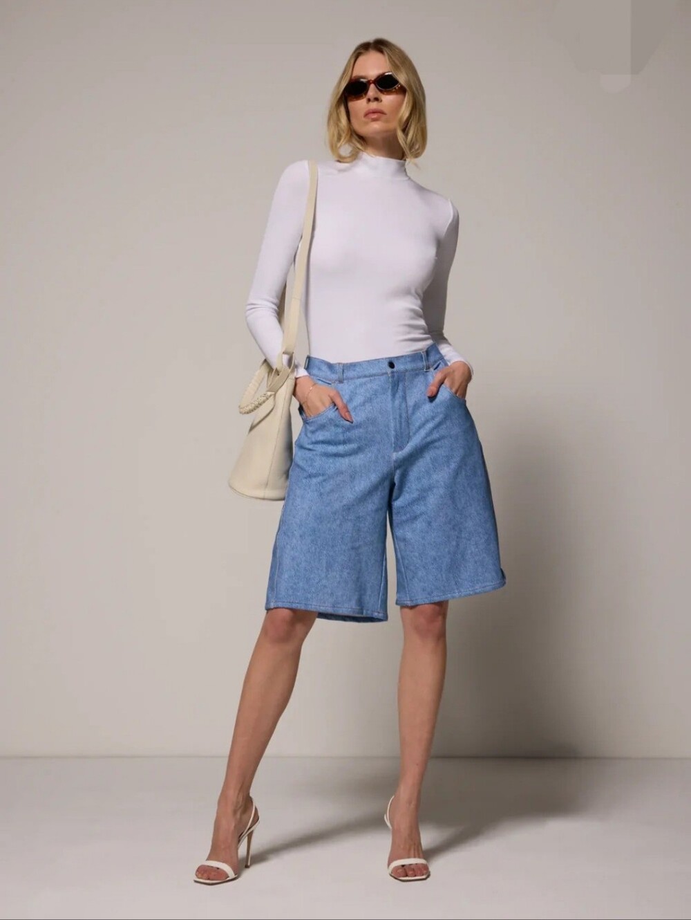NWT MPG Trompe-L'oeil Short in Denim Wash, Size M